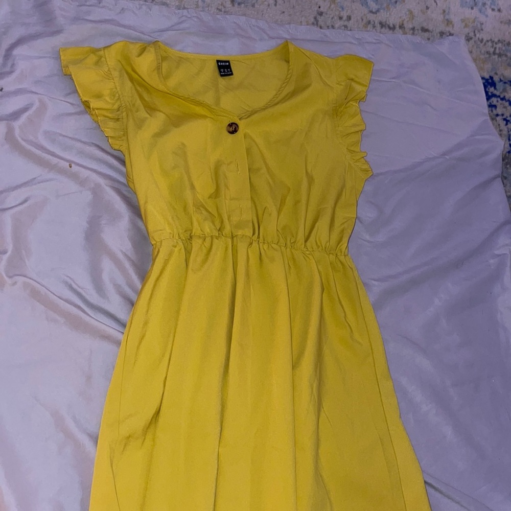 Yellow button down flowy dress